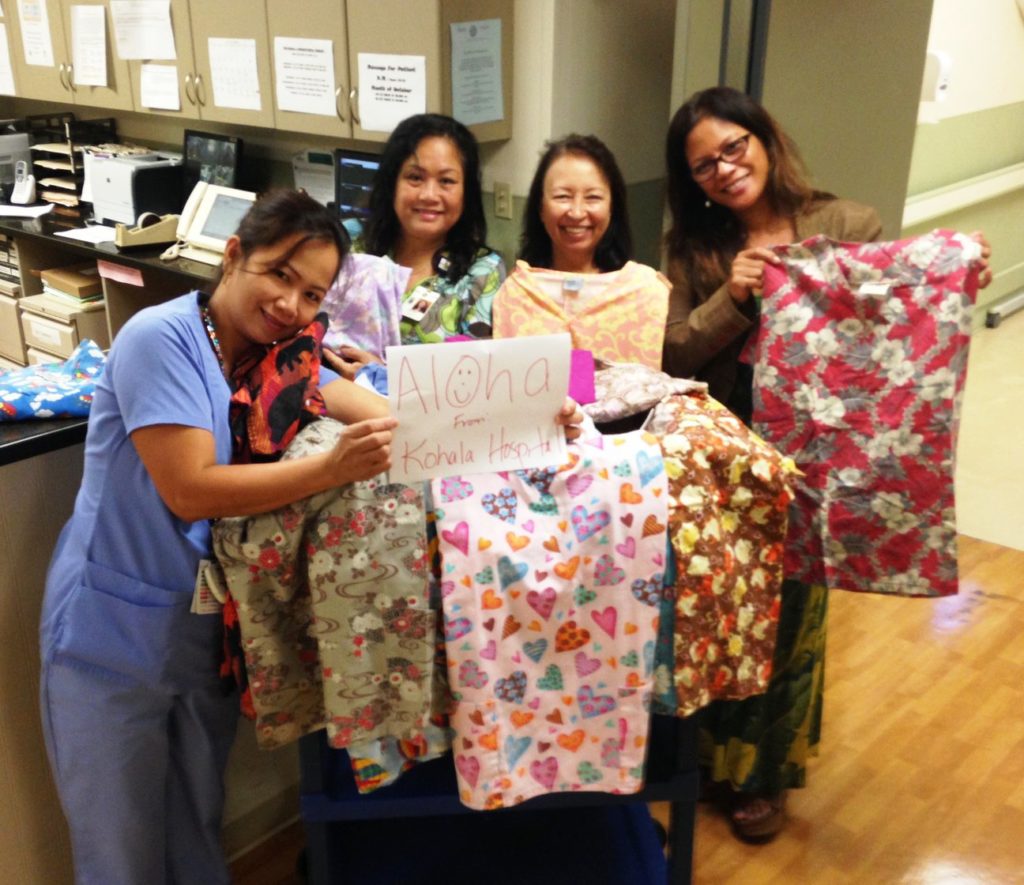 Kohala Hospital employees, from left to right: Mayflor Kimball, RN; Cheryl Rocha, Activity Aide; Theresa Castillo, LPN; Carmela Rice, RN.
